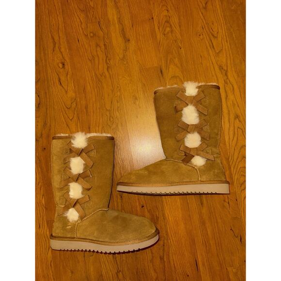 Koolaburra by UGG Tall Boots Suede Shearling Bow Detail Size 7 - Picture 1 of 7
